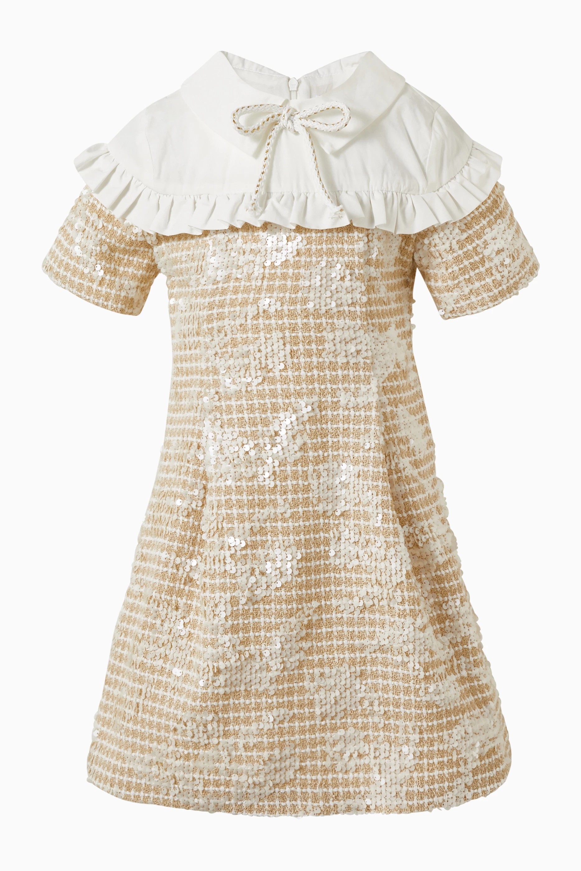 Buy Eirene Neutral Sequin-embellished Maxi Dress in Tweed For Girls Online  | Ounass Oman