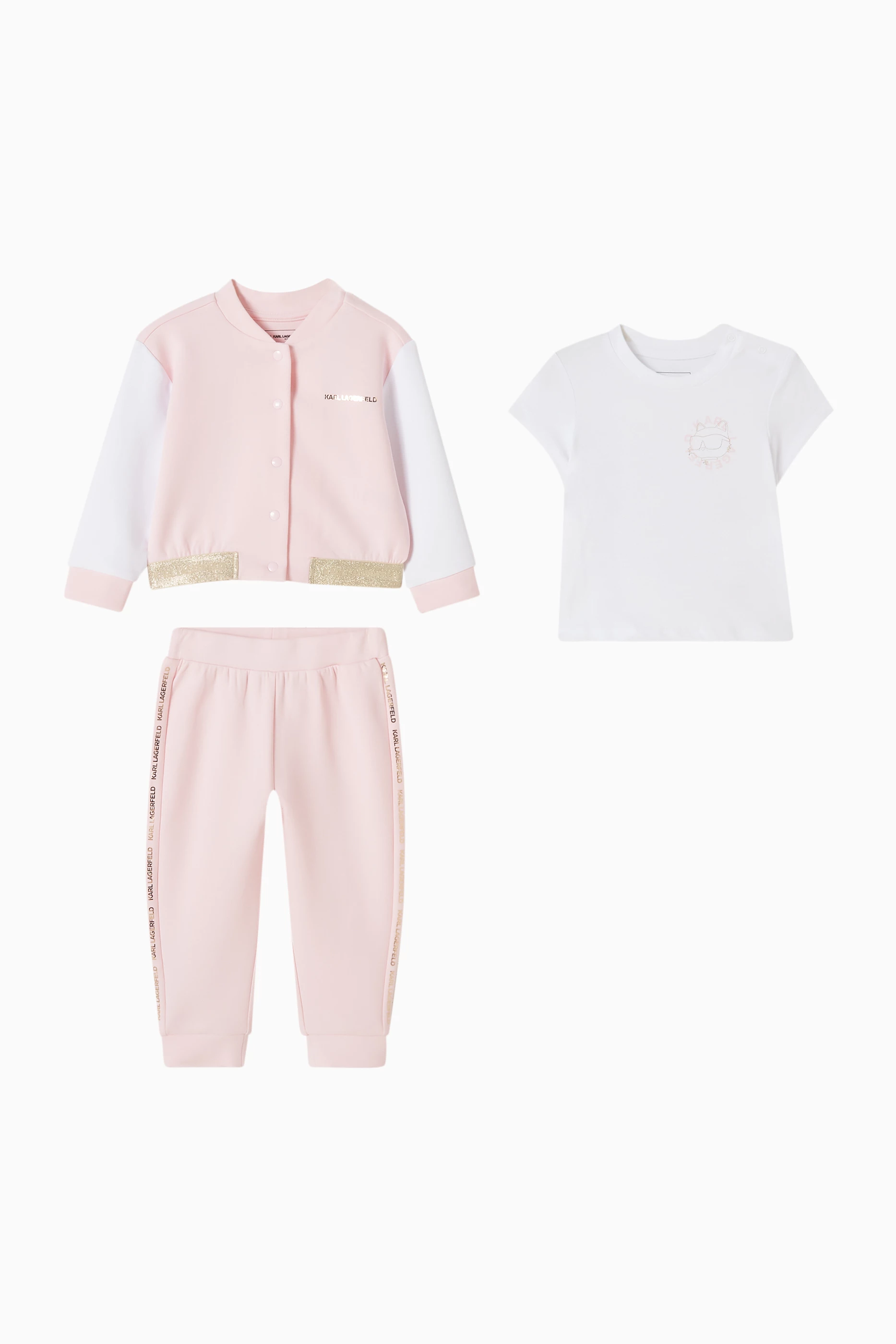 Buy Karl Lagerfeld Kids Pink 3-piece Tracksuit Set For Baby Girls 