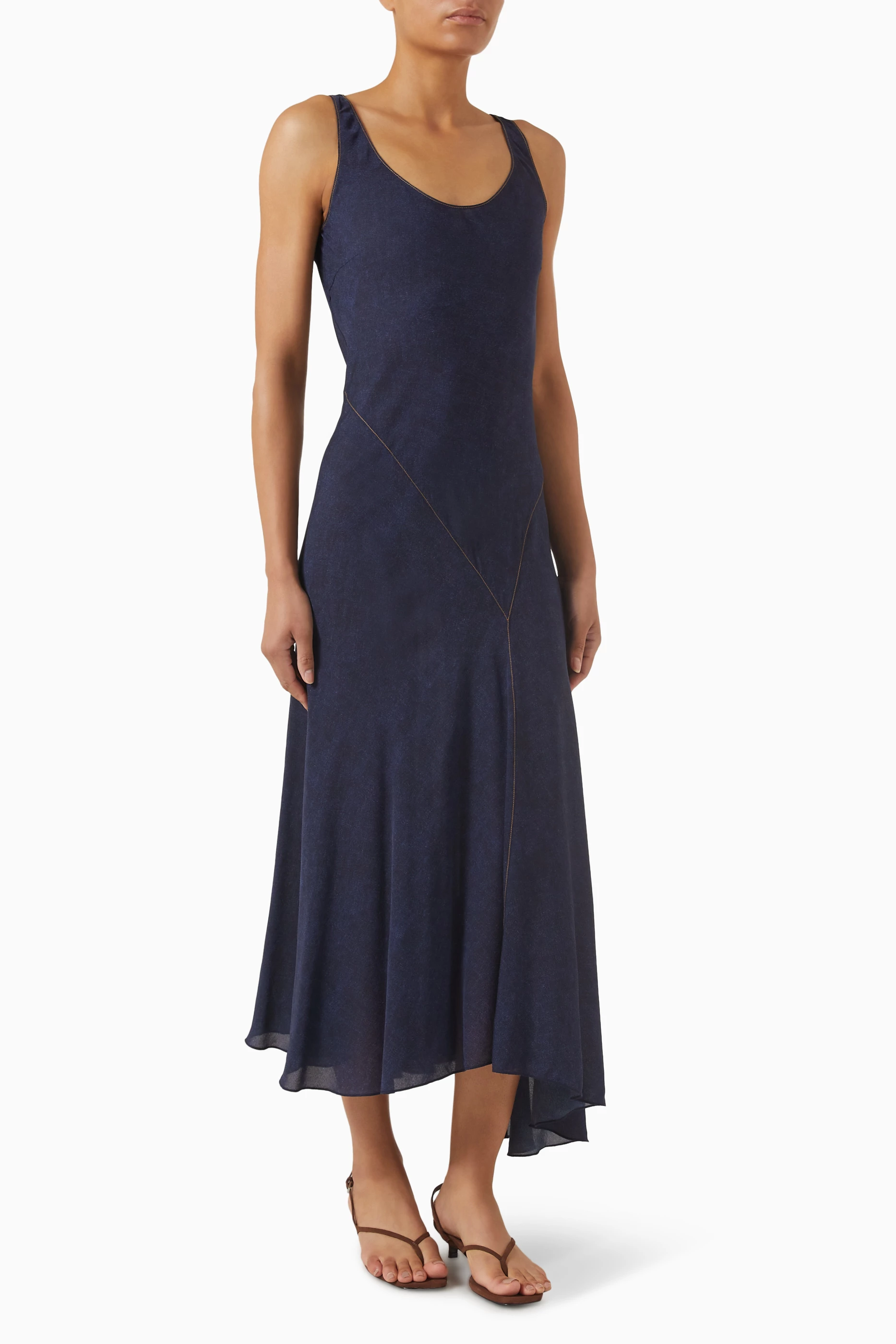 Buy Realisation Par Blue Ellery Asymmetric Dress in Silk Crepe For Women  Online | Ounass Oman