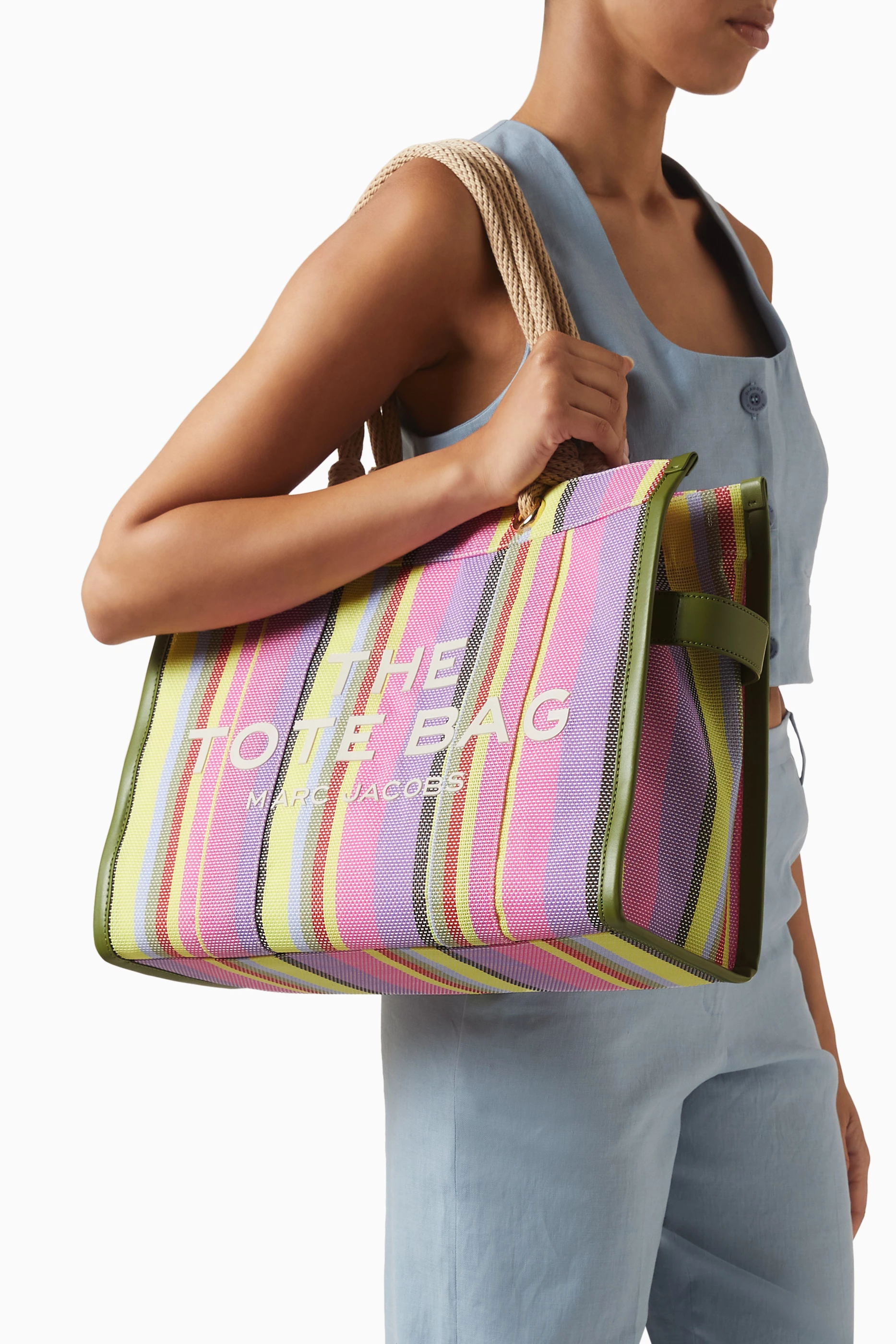 Buy Marc Jacobs Multicolour The Large Tote Bag in Striped Mesh For
