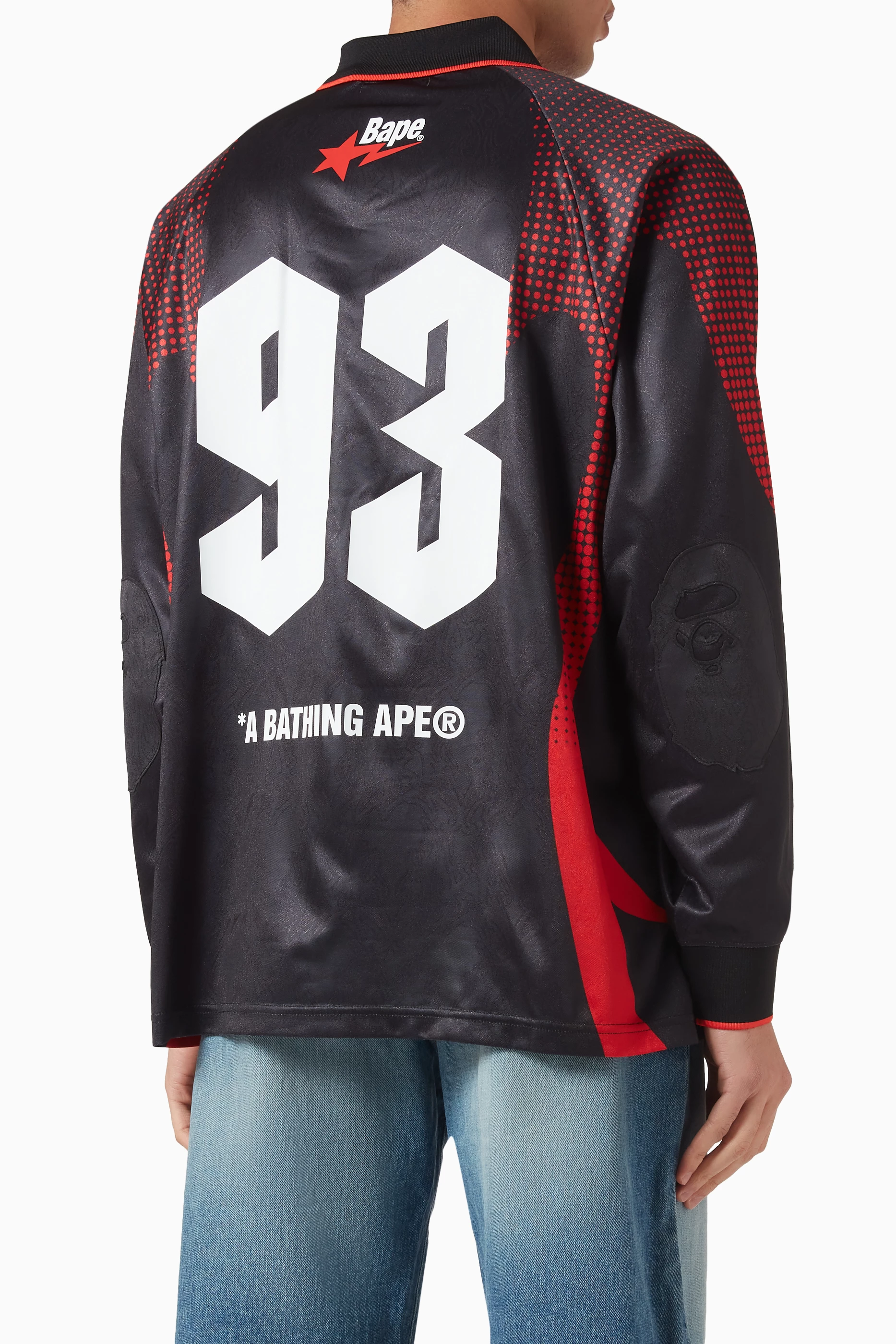 Buy A Bathing Ape Black Ape Flame Monogram Jacquard Logo Football