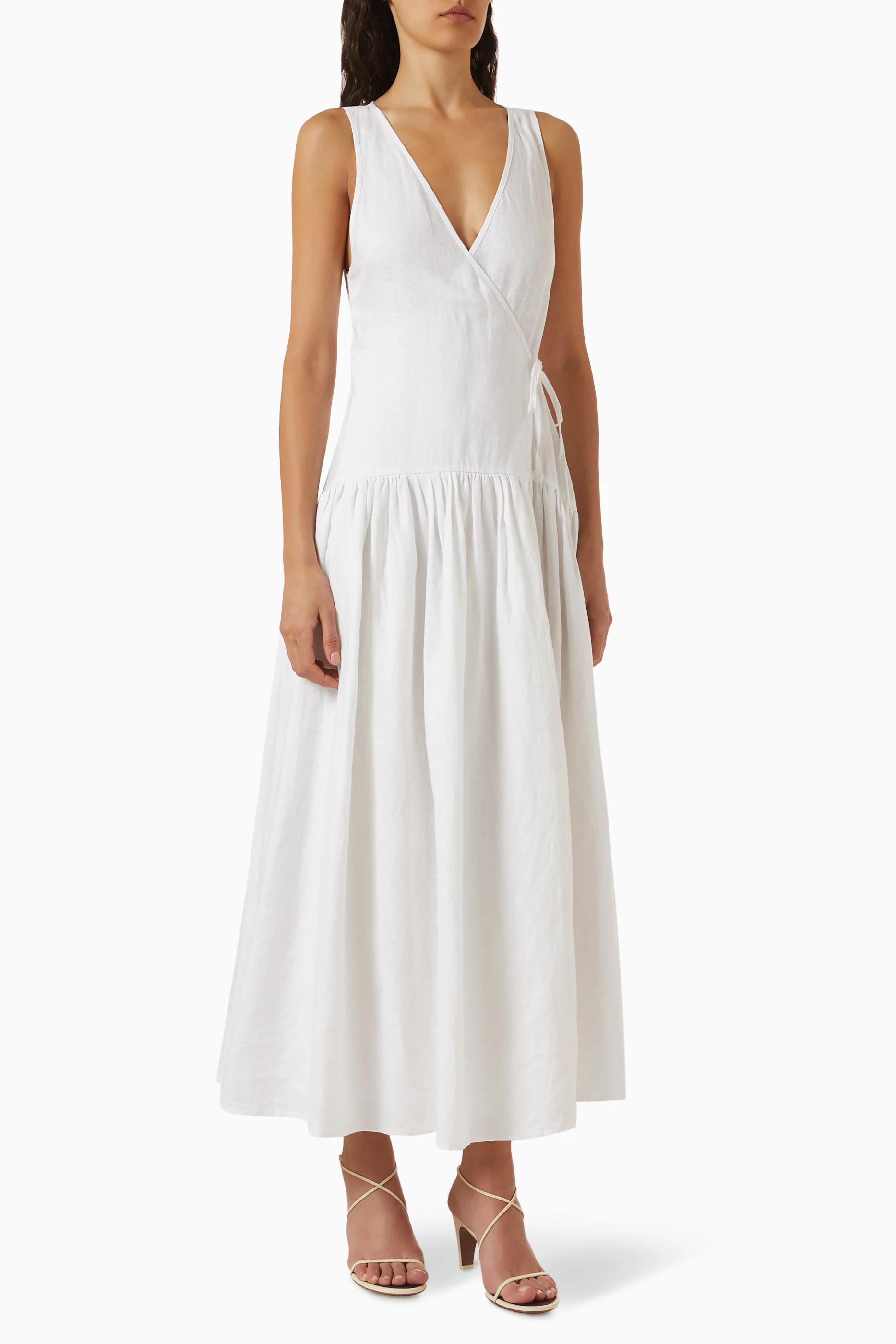Buy DISSH White Ilio Wrap Maxi Dress in Linen For Women Online