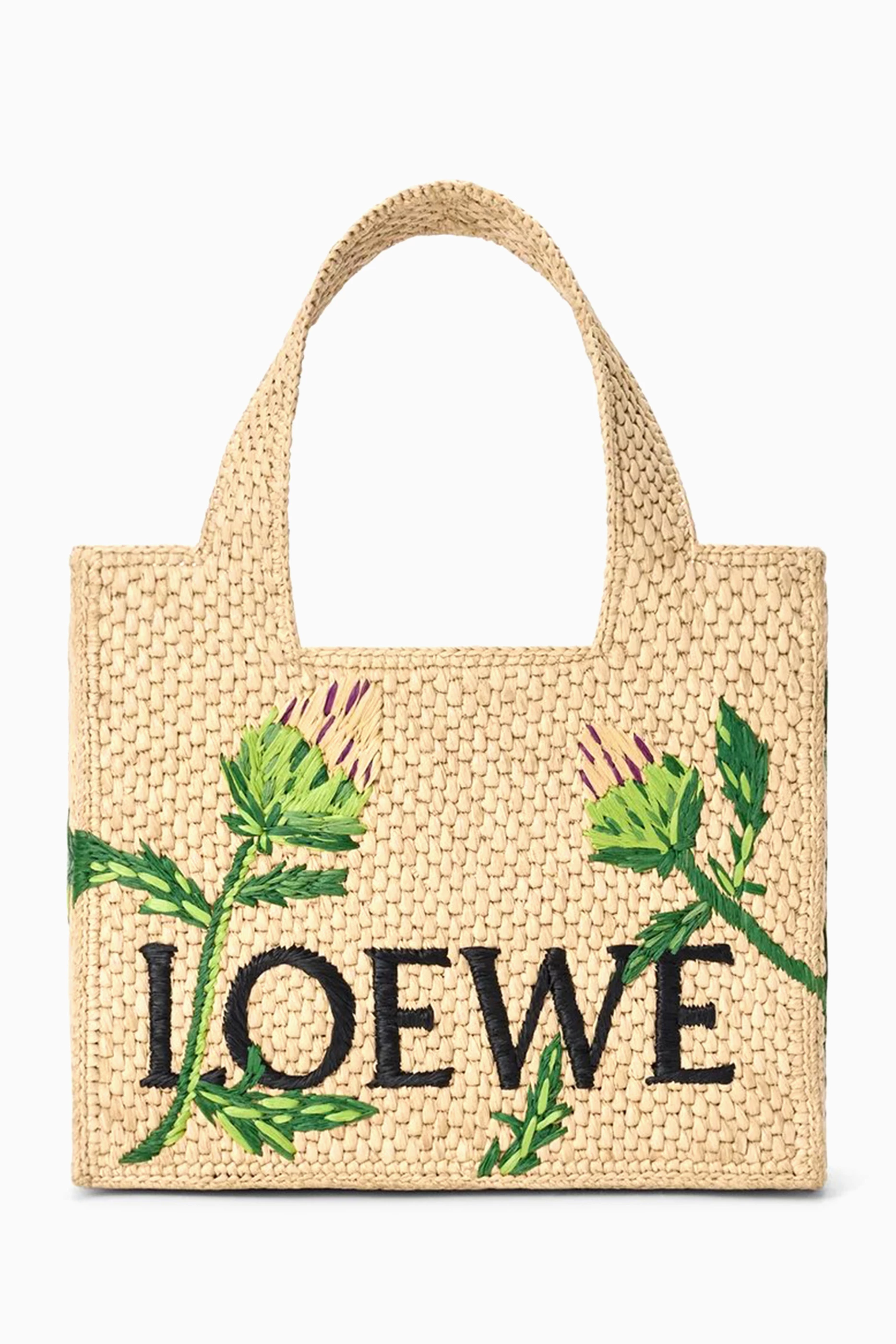 Buy LOEWE Neutral x Paula's Ibiza Small Font Tote Bag in Raffia