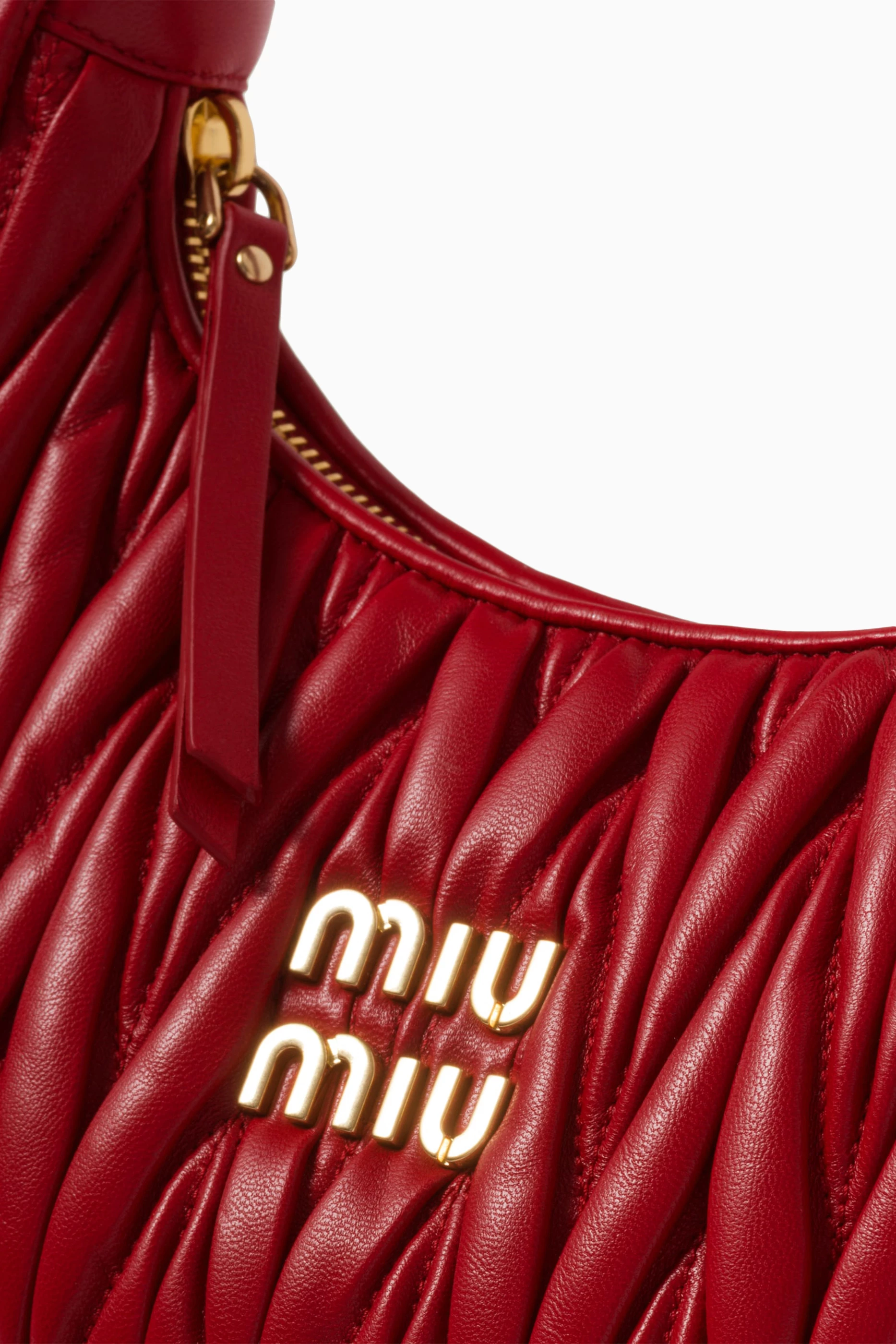 Buy Miu Miu Red Wander Top-handle Bag in Matelasse Nappa Leather