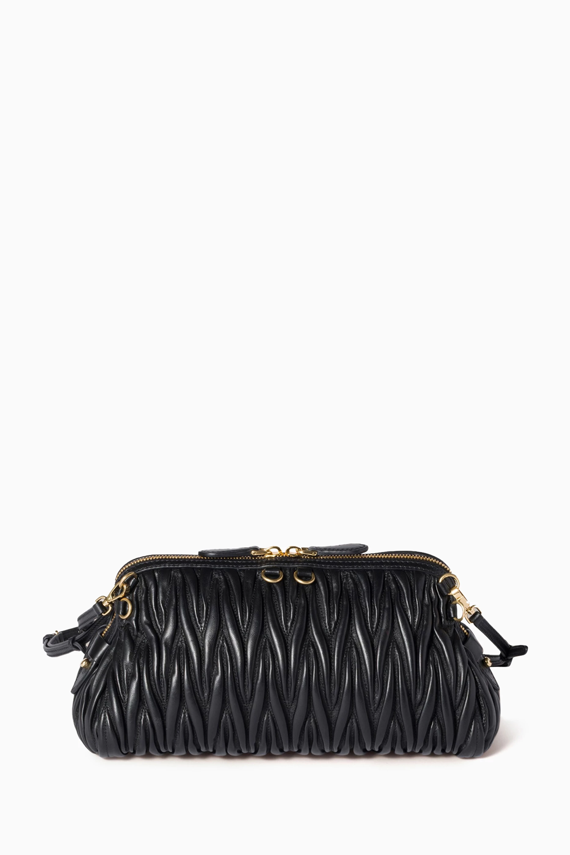 Buy Miu Miu Black Caprice Shoulder Bag in Matelassé Nappa Leather