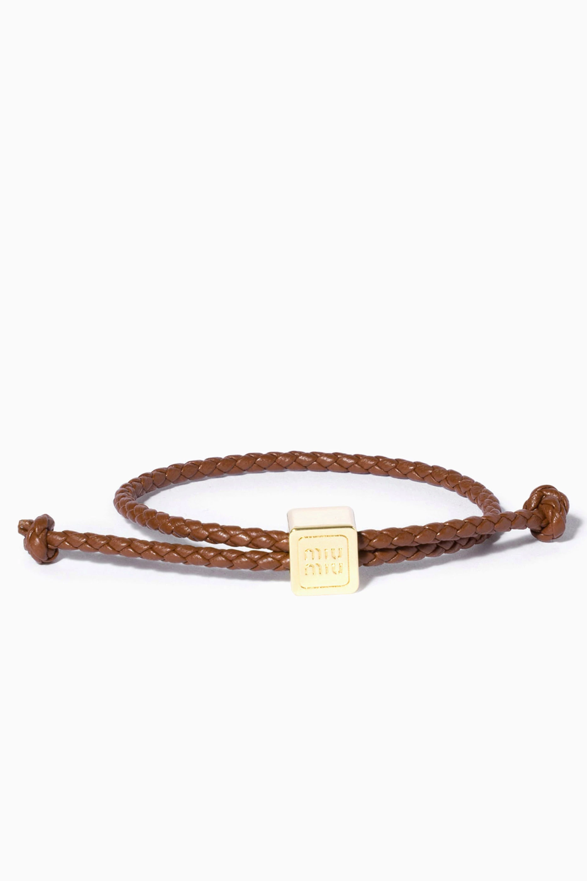 Buy Miu Miu Brown Logo Bracelet in Leather For Women Online