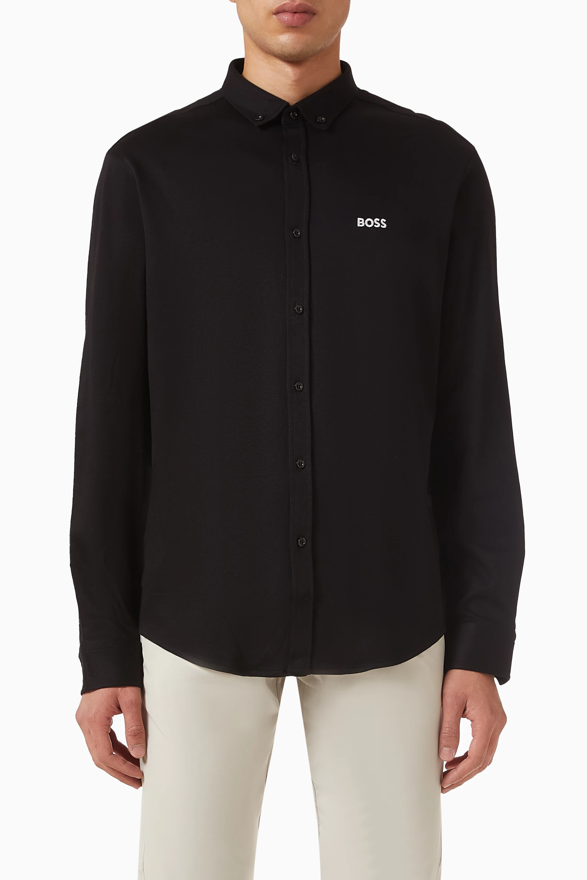 black dress with white lace HUGO BOSS BLACK SLIM FIT LONG SLEEVE BUTTON-UP SHIRT SIZE 39 15 1/2