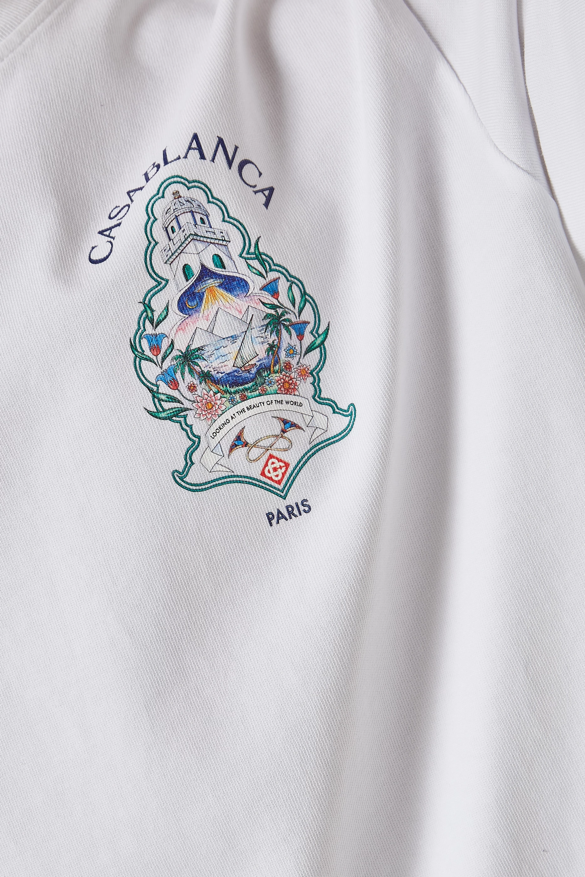 Buy Casablanca White Hotel Emblem T‑shirt in Organic Cotton For