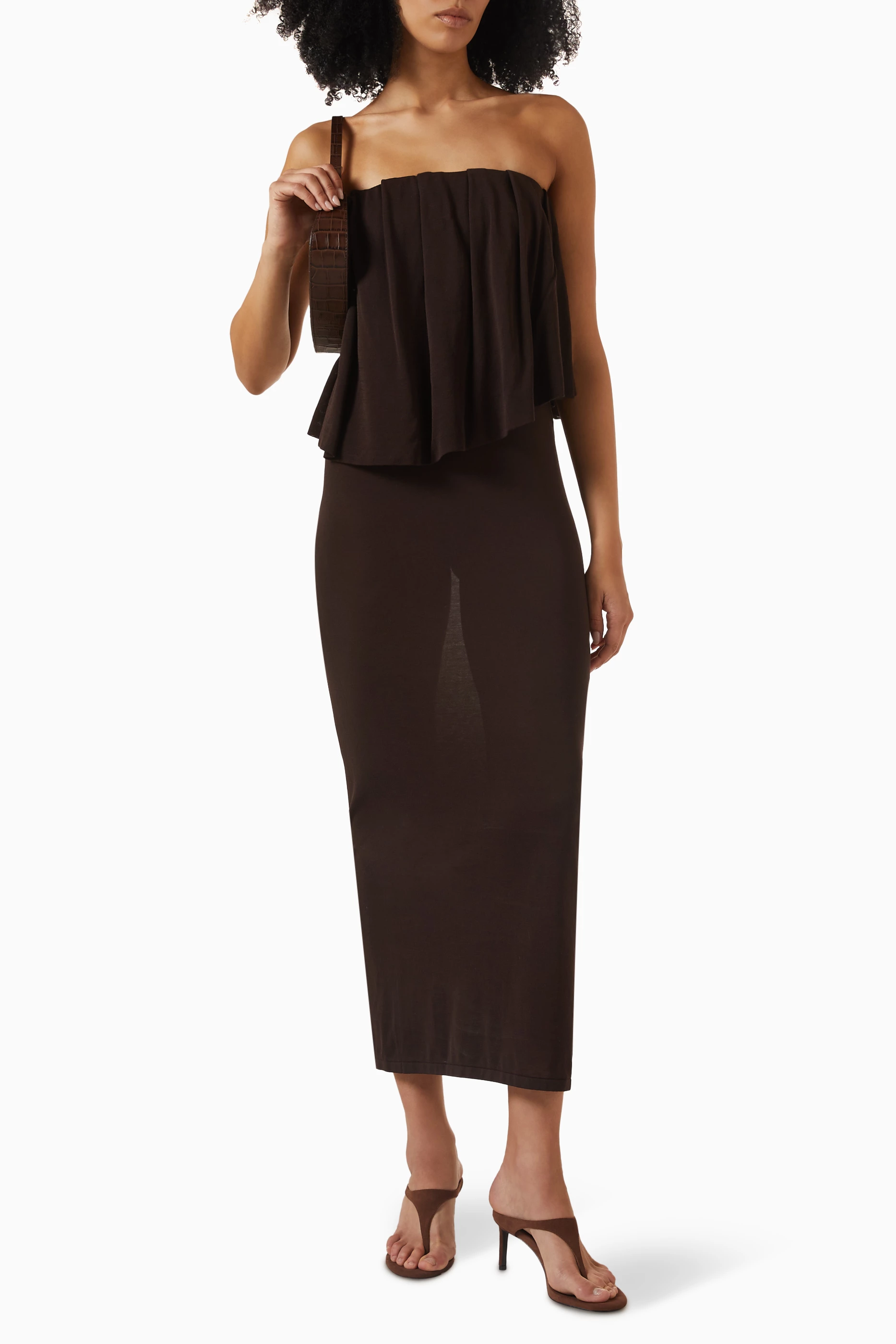 Buy COS Brown Layered Bandeau Maxi Dress For Women Online | Ounass Oman