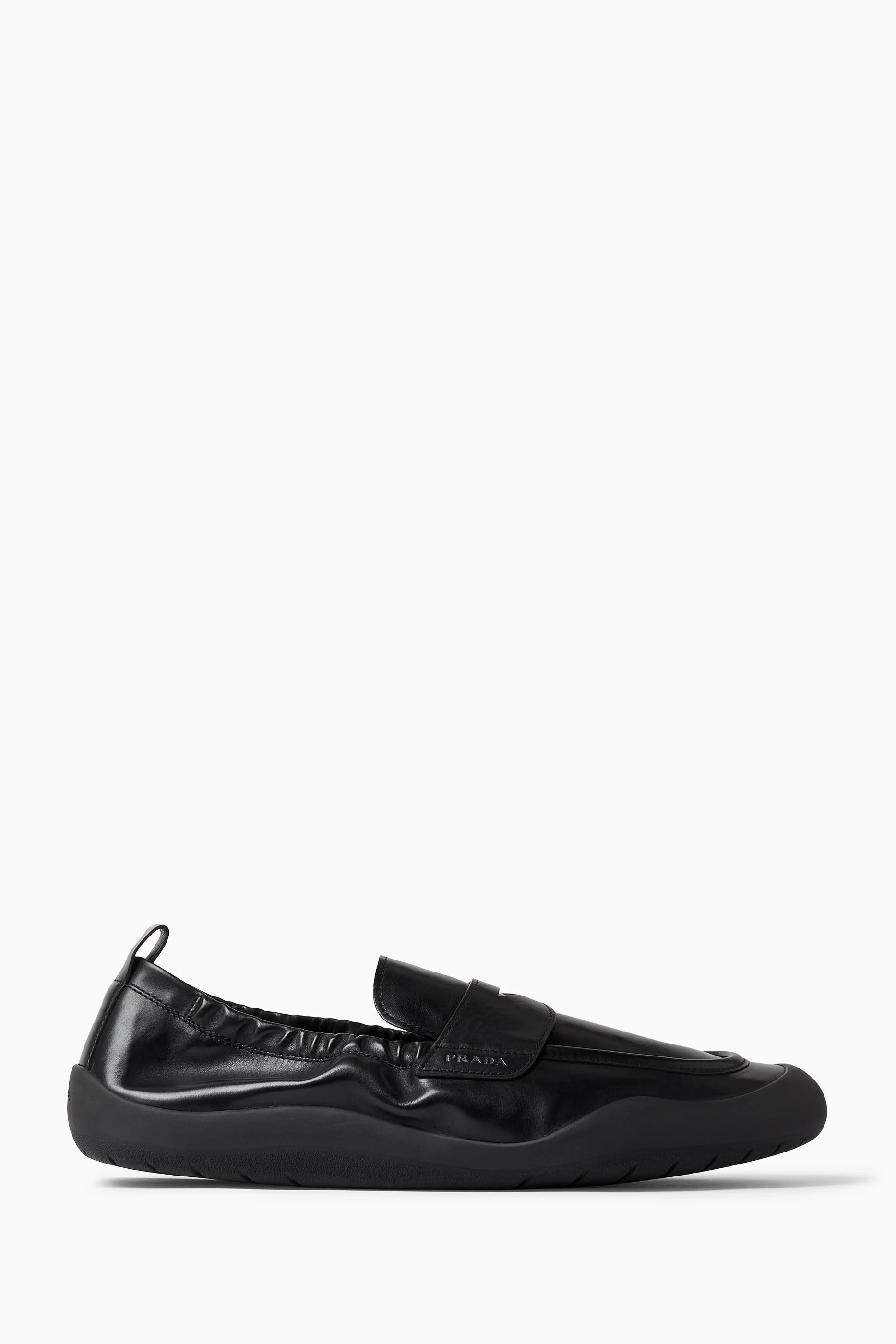 Buy Prada Black Speedrock Loafers in Leather For Men Online
