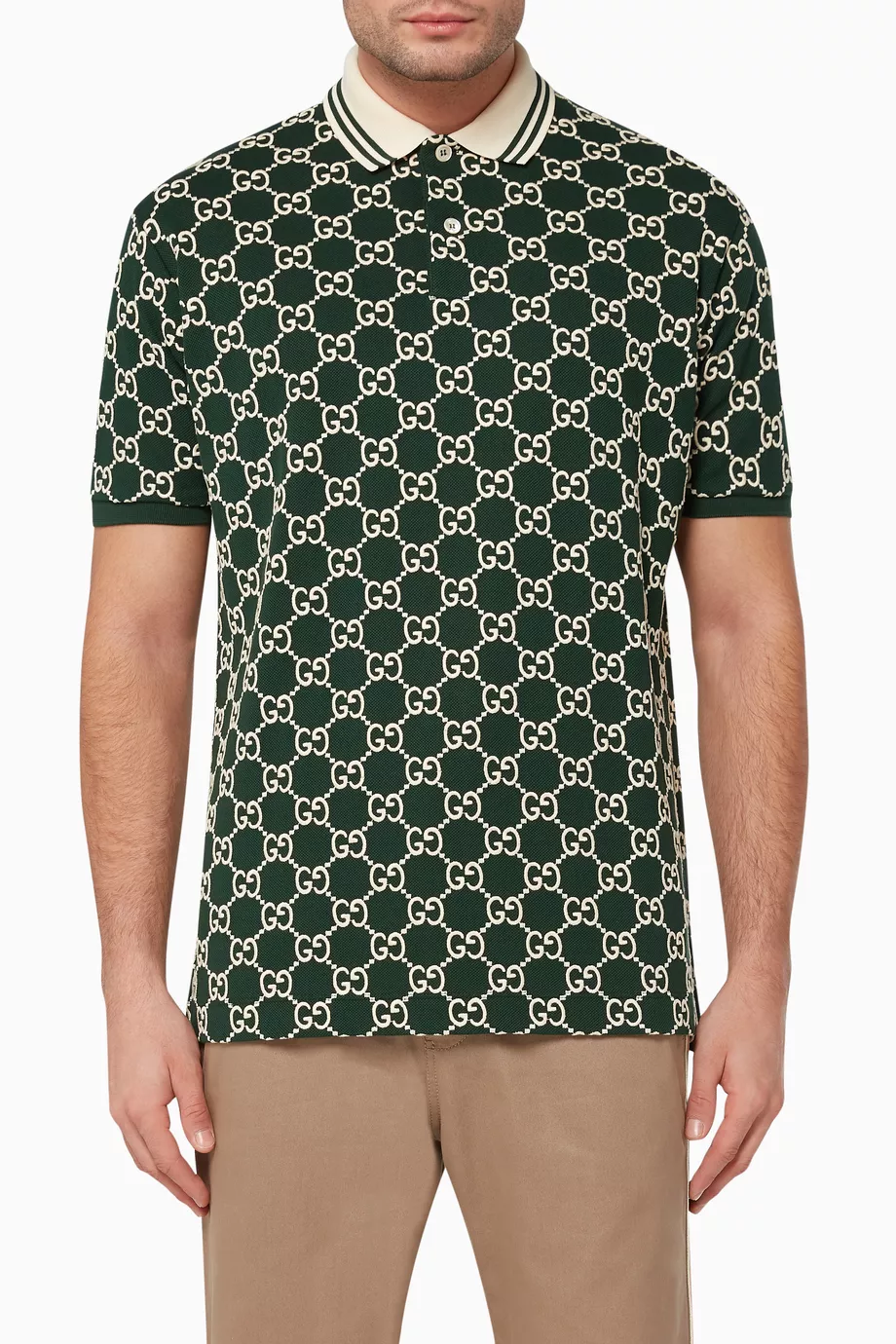 Gucci Men's Olive Green GG Polo Shirt S/M Gucci