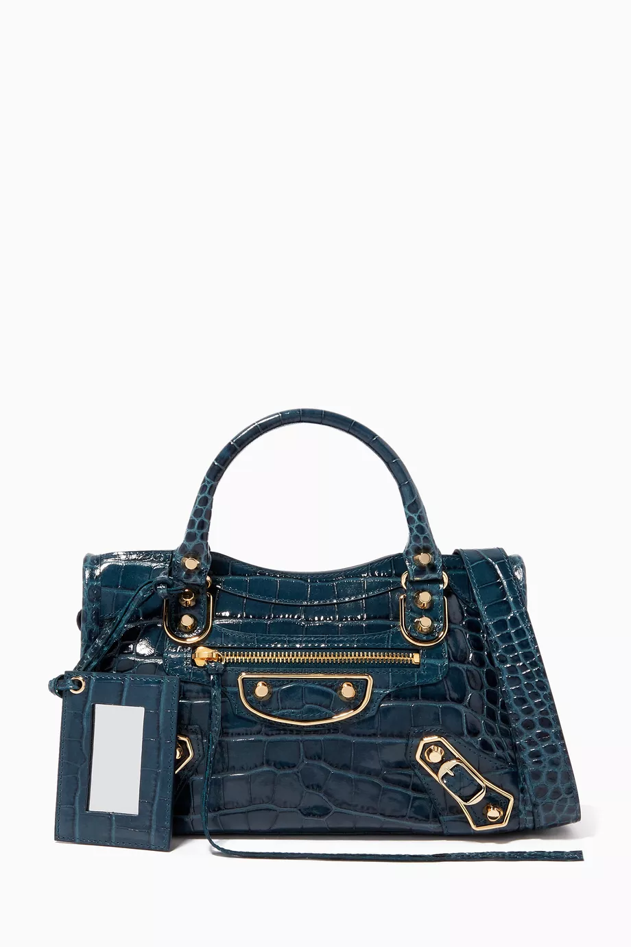 Buy Balenciaga Blue Mini Metallic Edge Shoulder Bag in Shiny  Crocodile-Embossed Leather for WOMEN in Oman | Ounass