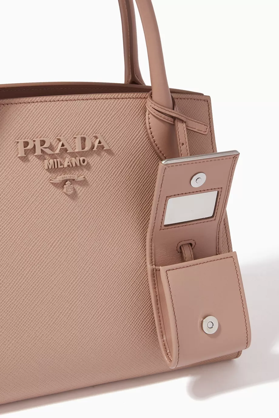 PRADA Borsa A Mano Monochrome Small Saffiano Leather Cameo Pink