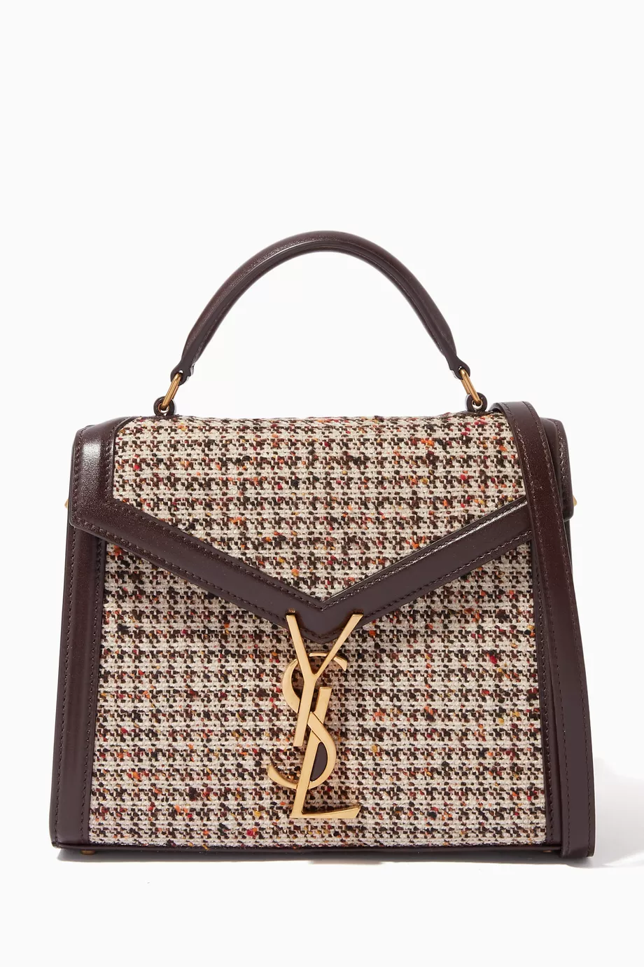 Cassandra medium top handle bag 2025 in canvas and smooth leather