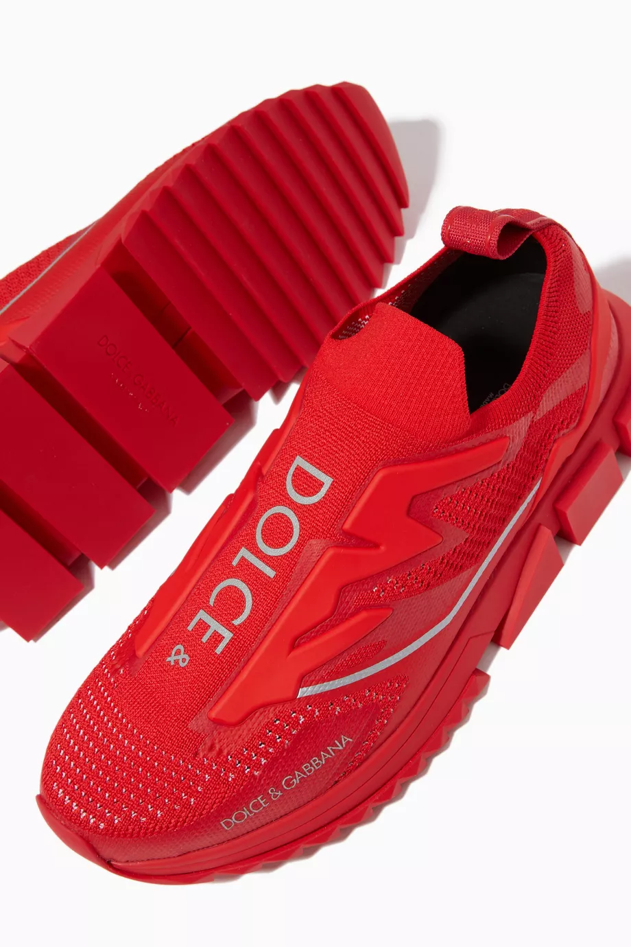 Buy Dolce Gabbana Red Sorrento Slip On Sneakers in Stretch Mesh