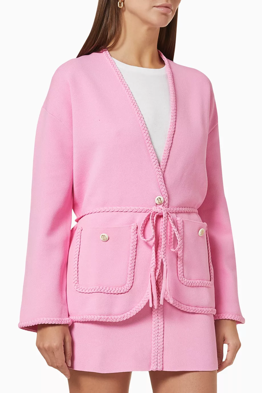 Buy Maje Pink Madene Belted Cardigan in Viscose Knit for WOMEN in Oman |  Ounass