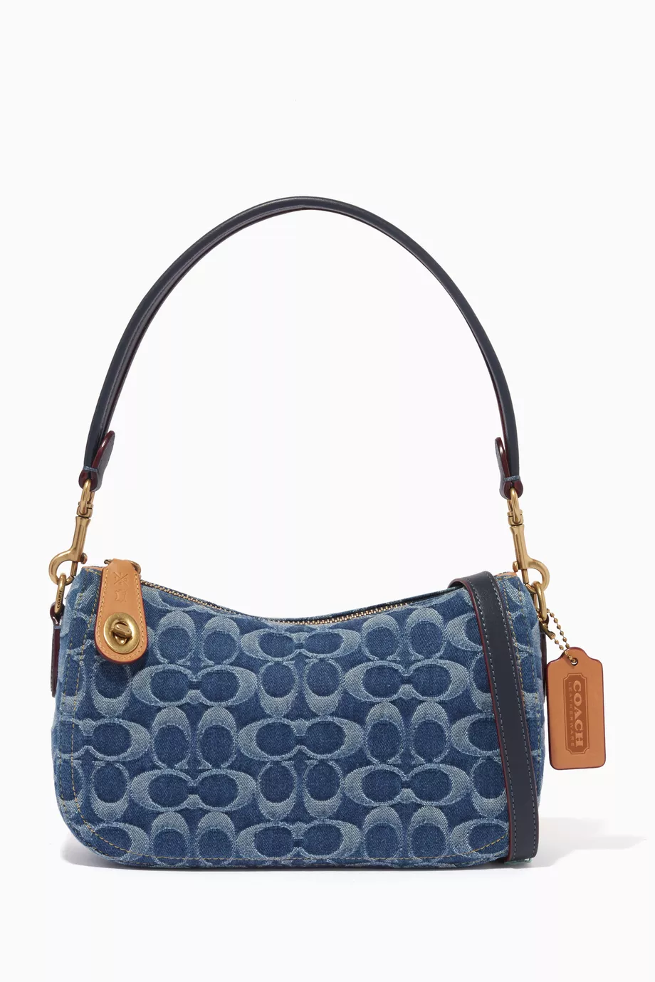 Buy Coach Signature Denim Swinger Shoulder Bag, Blue Color Women