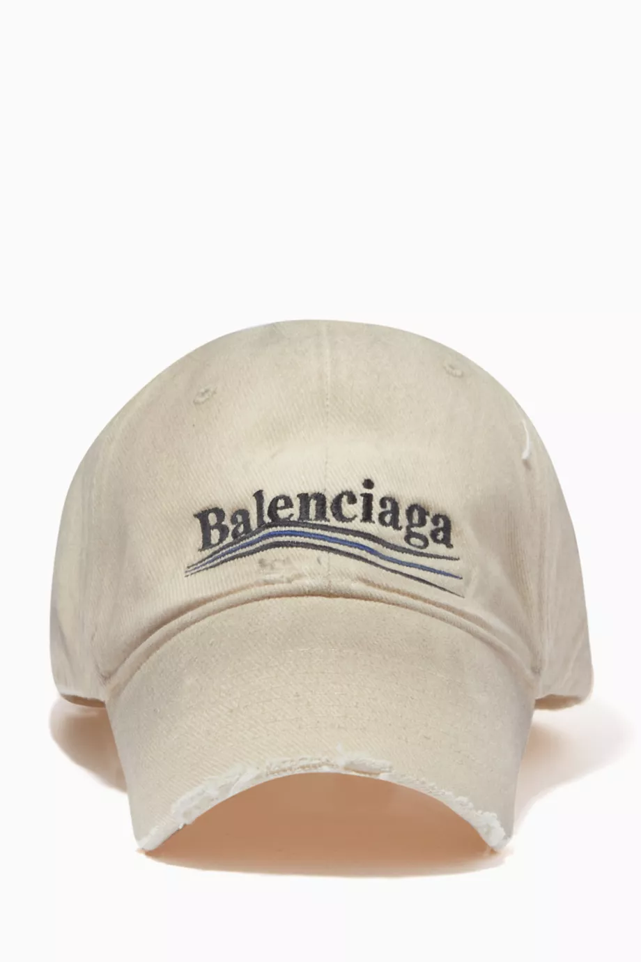 Balenciaga Women's Political Campaign Destroyed Cap - White - Hats