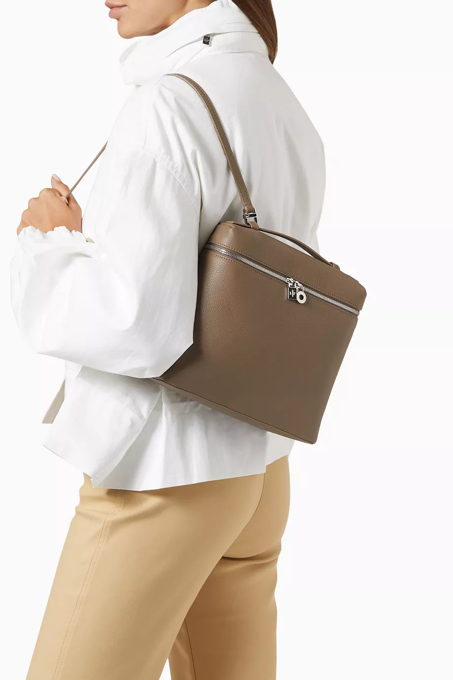Extra Pocket L 23 5 Leather Backpack in Beige - Loro Piana