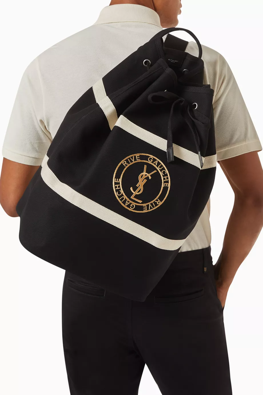 Buy SAINT LAURENT Black Rive Gauche Sling Bag in Canvas for Men in