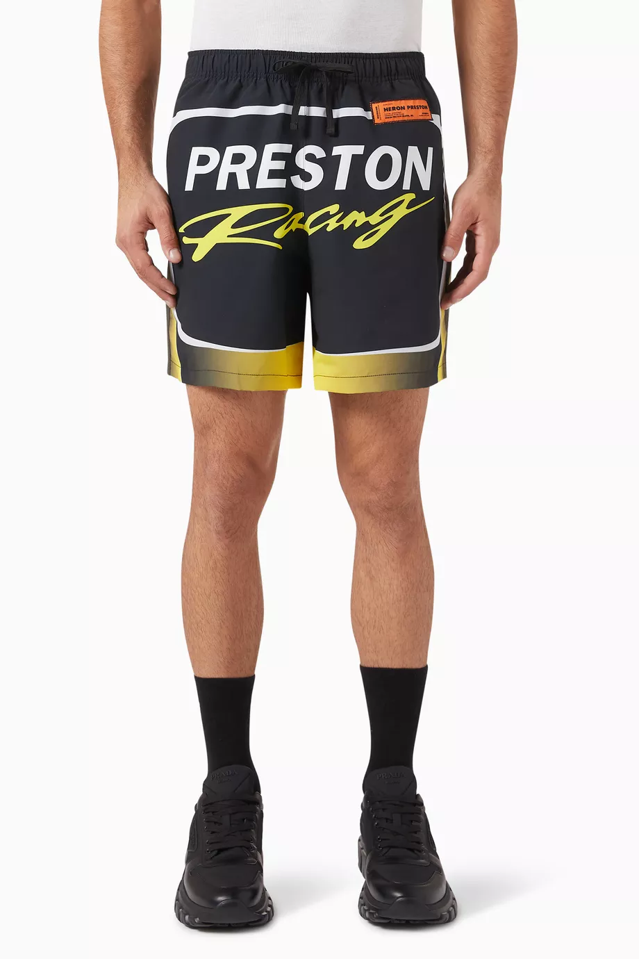 Buy Heron Preston Black Racing Dry-fit Shorts in Technical Jersey ...