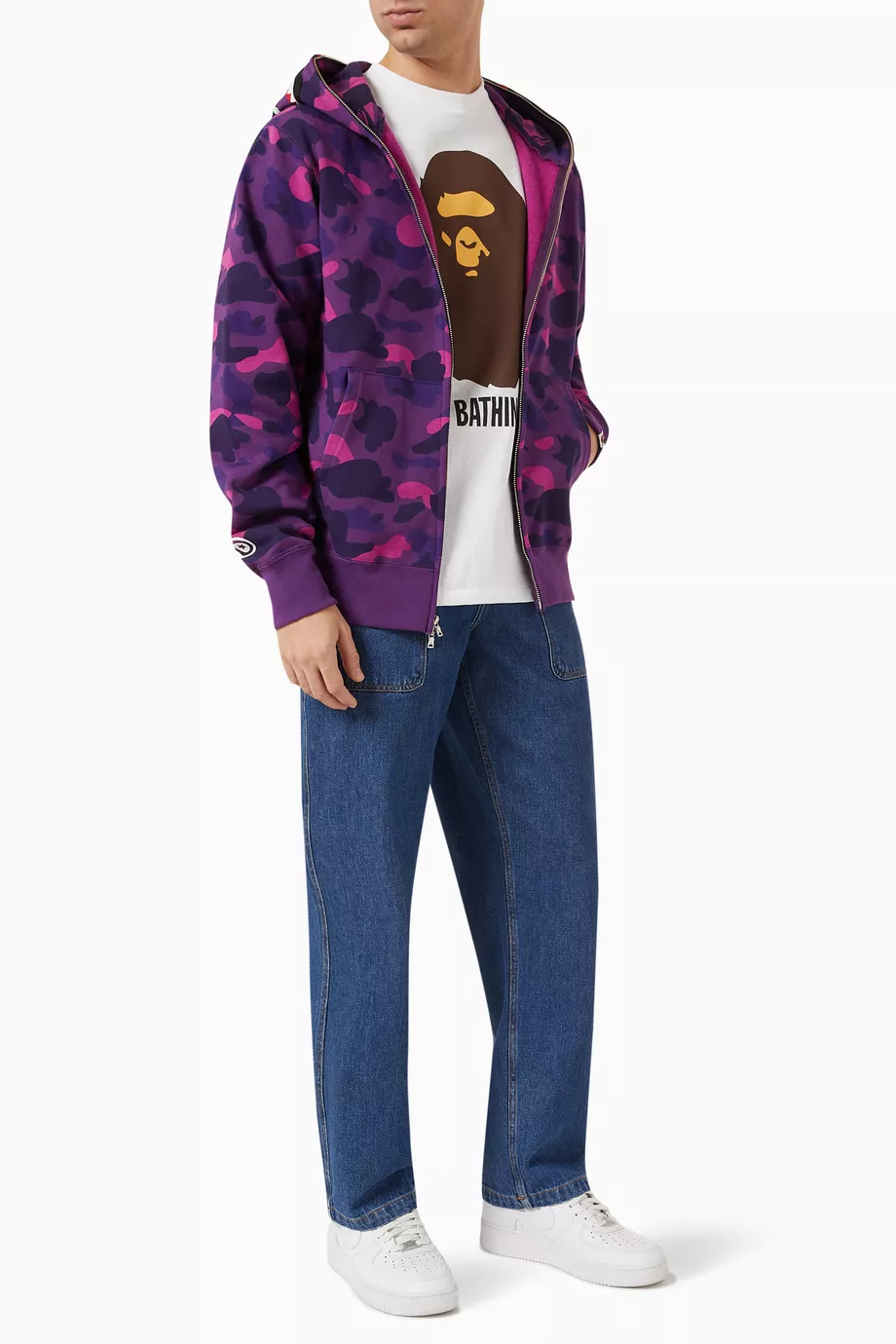 Buy A Bathing Ape Purple Color Camo Shark Hoodie in Cotton for Men