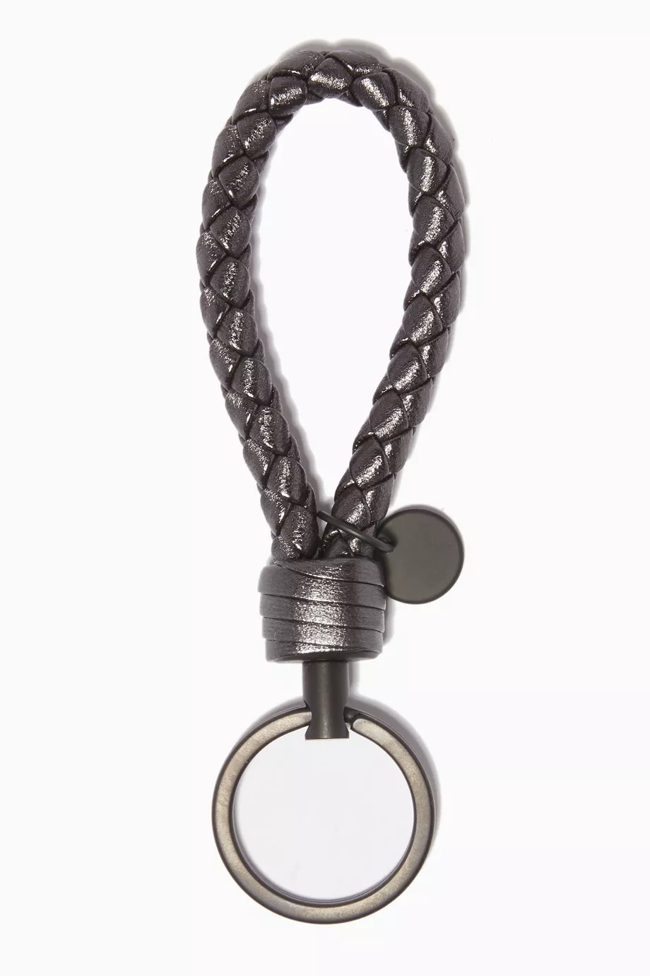 Buy Bottega Veneta Grey Dark-Silver Intrecciato Key Ring For Women