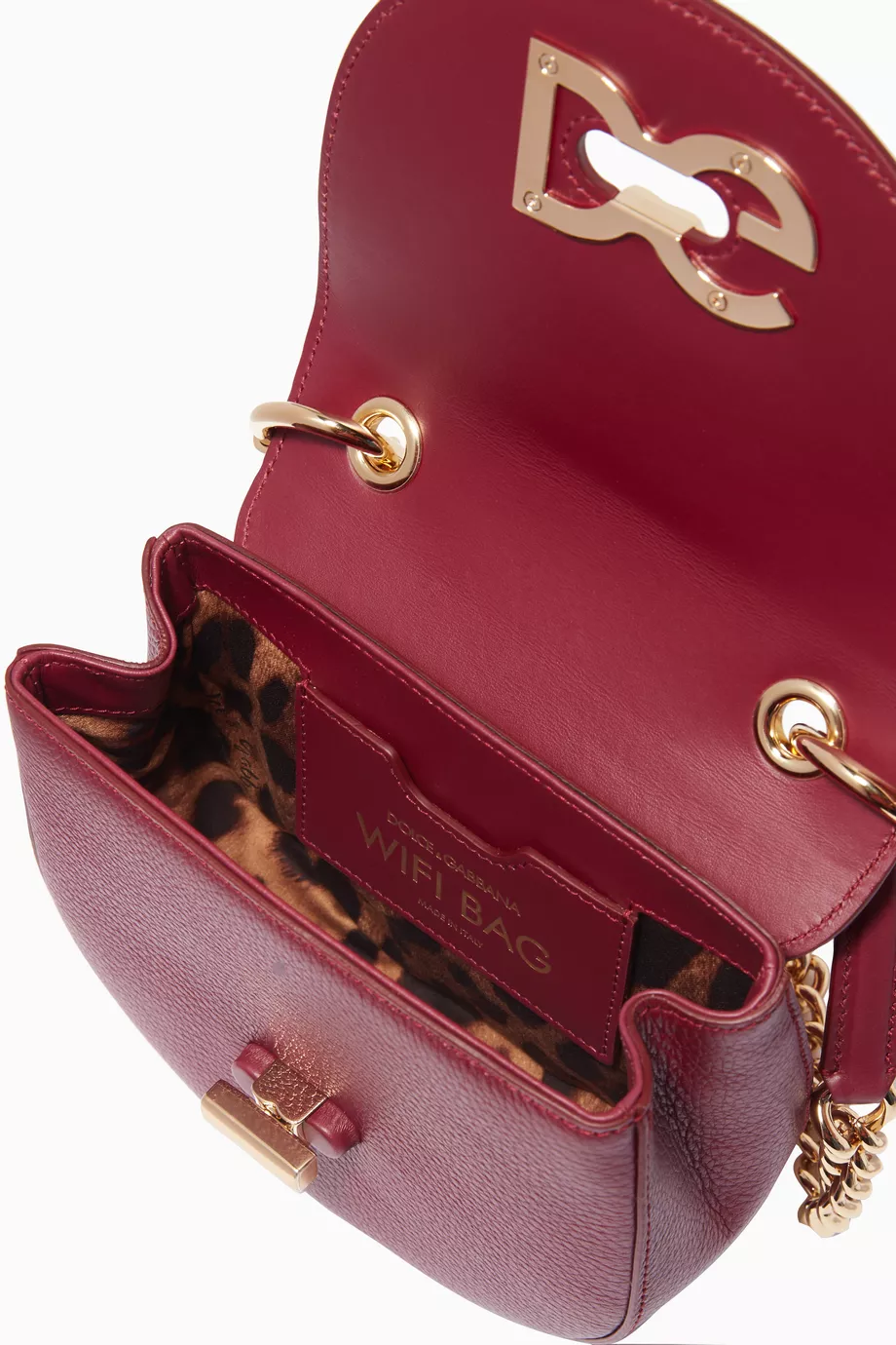 Buy Dolce Gabbana Red Burgundy Small Wifi Leather Cross body Bag For Women Online Ounass Oman
