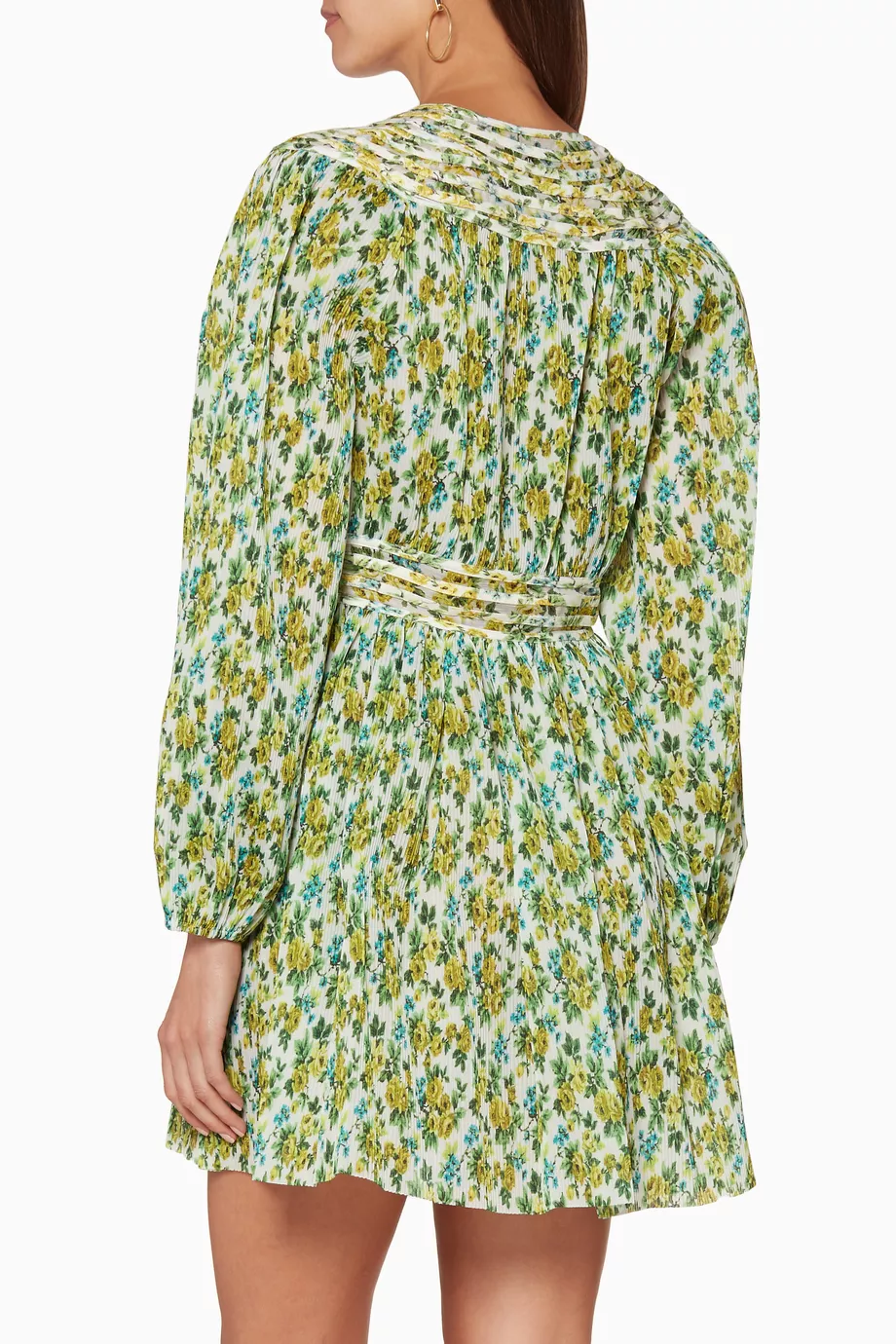 zimmermann golden plisse mini dress Zimmermann Golden Plisse Mini Dress in Lemonade Acid Floral