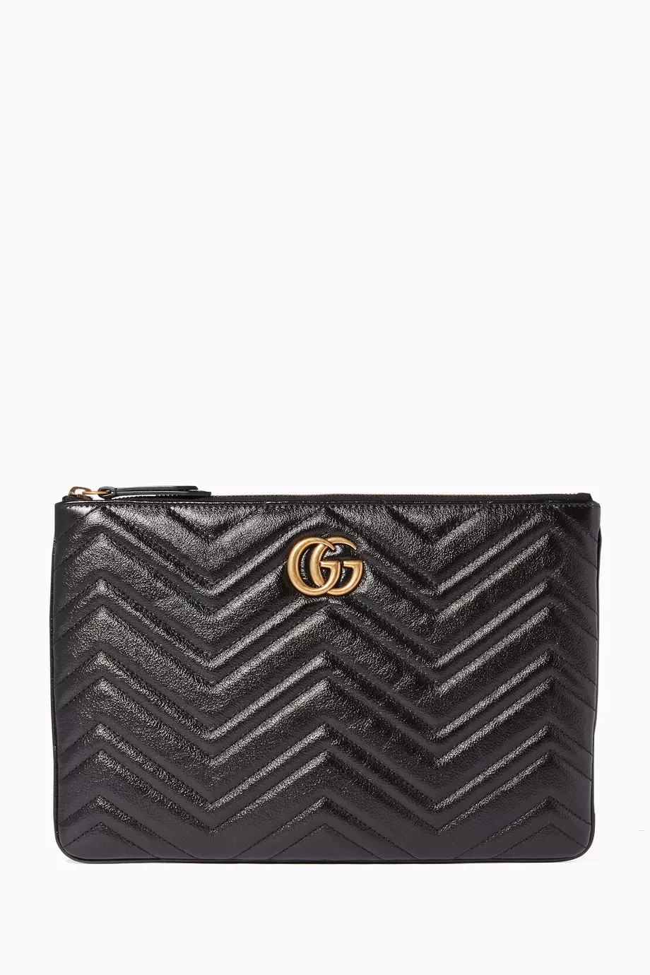 Buy Gucci Black Chevron Quilted GG Marmont Pouch For Women Online Ounass Oman