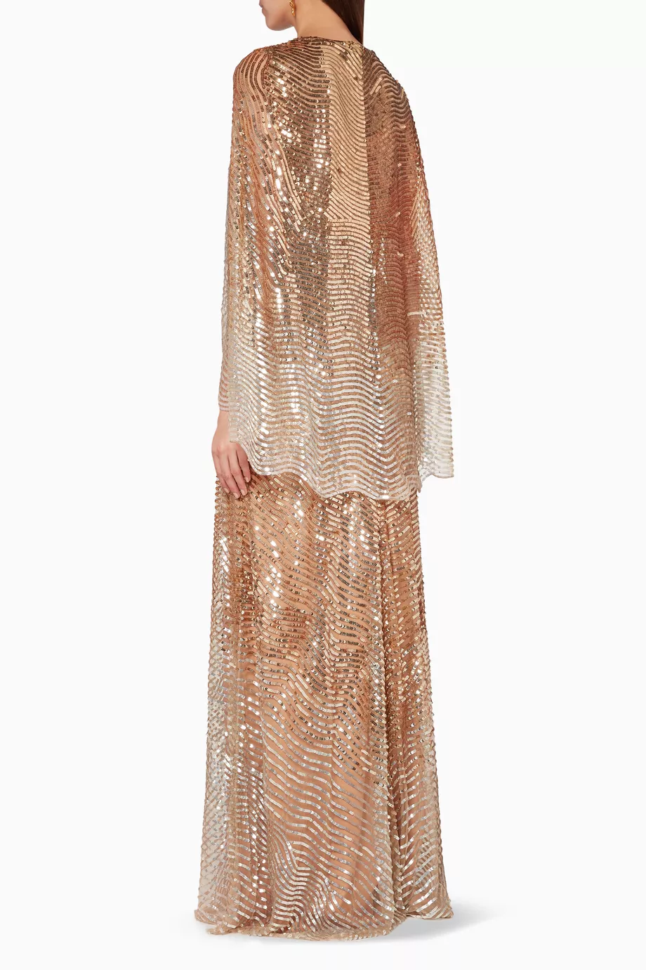 Buy Jenny Packham Gold Gold Cosmo Gown With Onyx Cape For Women Online |  Ounass Oman