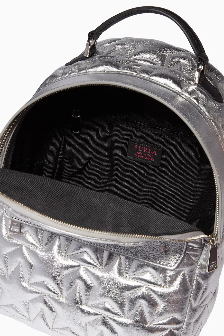 Buy Furla Silver Silver Quilted Favola Backpack For Women  display picture 2