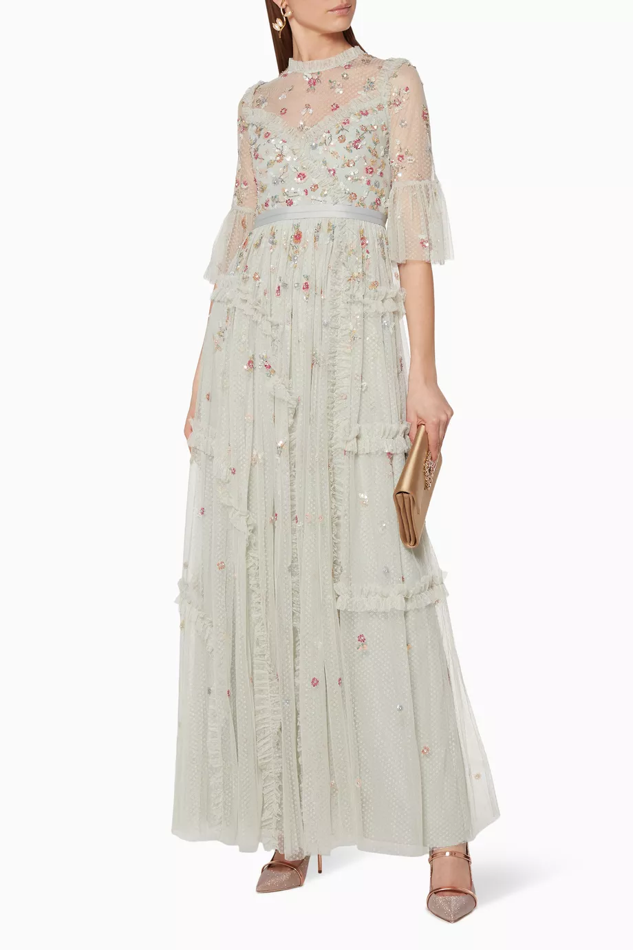 shimmer ditsy long sleeve dress Ditsy Floral Shimmer Mini Dress