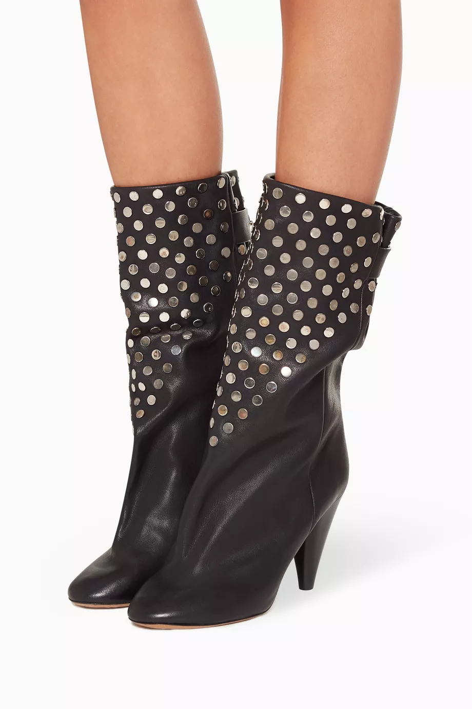 Buy Isabel Marant Black Lakfee Studded Leather Boots For Women Online Ounass Oman