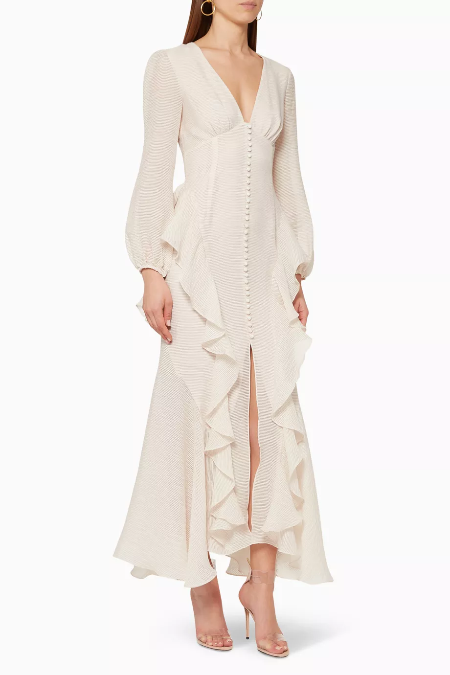 Buy Shona Joy White Charlotte Contour Ruffle Dress For Women Online |  Ounass Oman