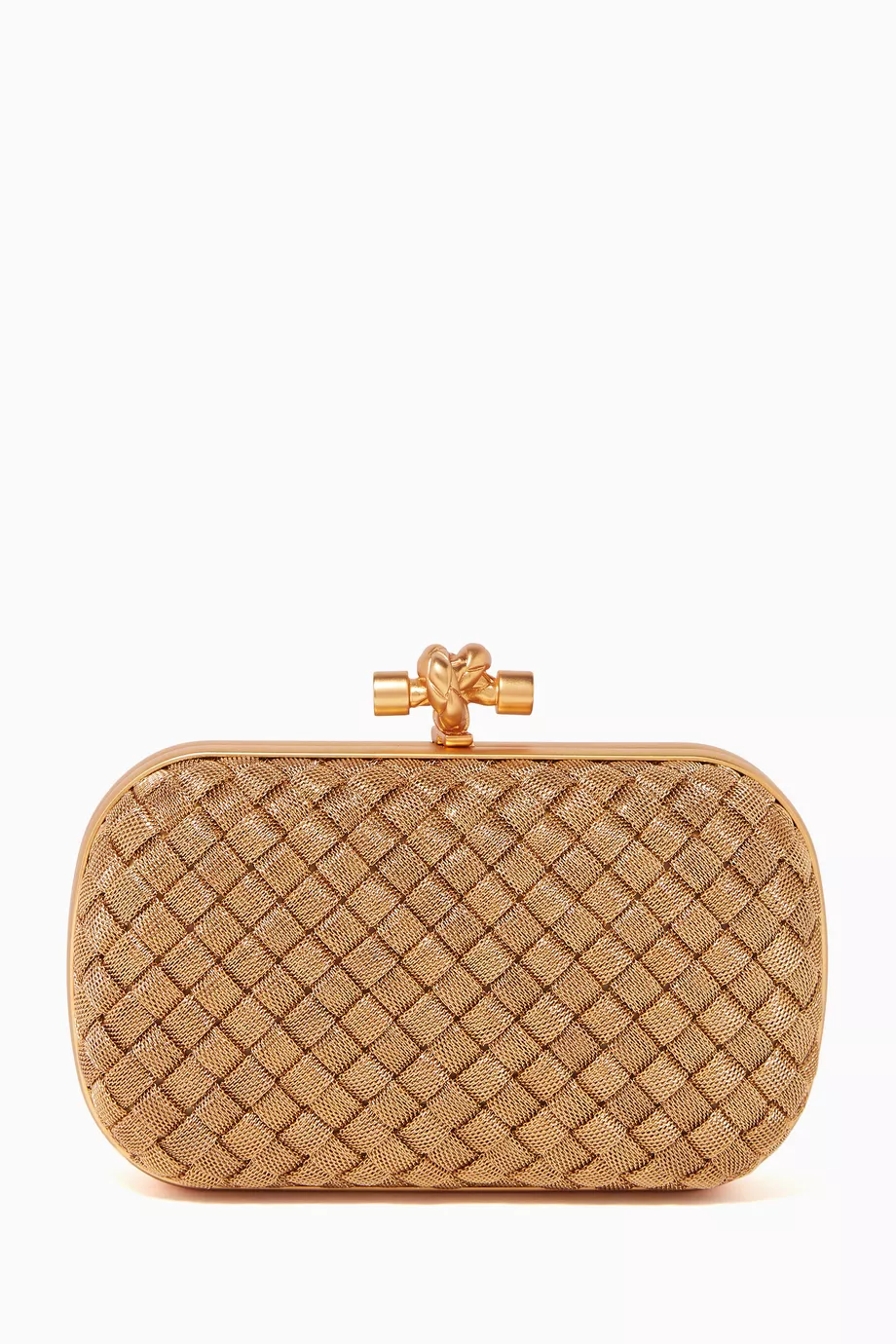 Buy Bottega Veneta Gold Knot Intrecciato Metal Clutch Bag For Women Online Ounass Oman
