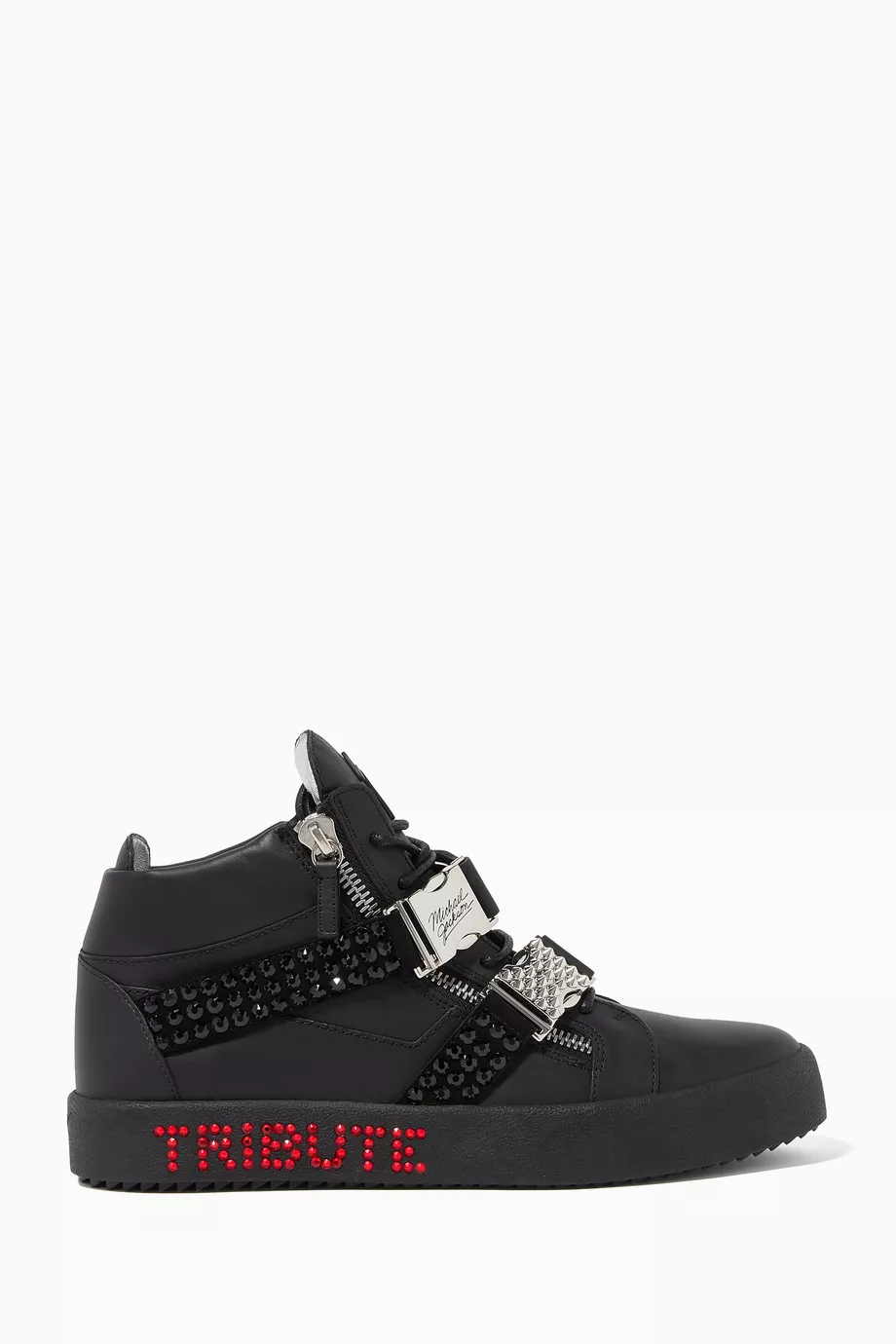 Buy Giuseppe Zanotti Black Michael Jackson Tribute Leather Sneakers For Men Online Ounass Oman
