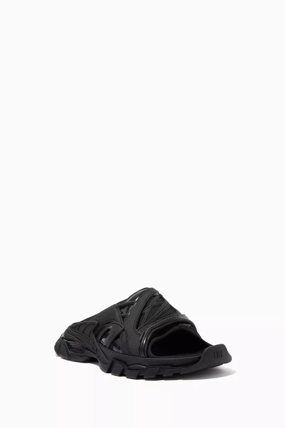 Buy Balenciaga Black Track Slide Sandal in Neoprene & Rubber  display picture 3