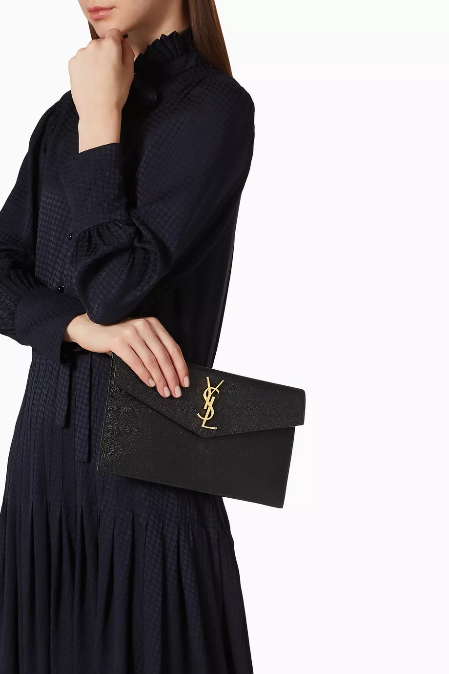 Buy SAINT LAURENT Black Uptown Pouch in Grain de Poudre Embossed Leather For Women Online Ounass Oman