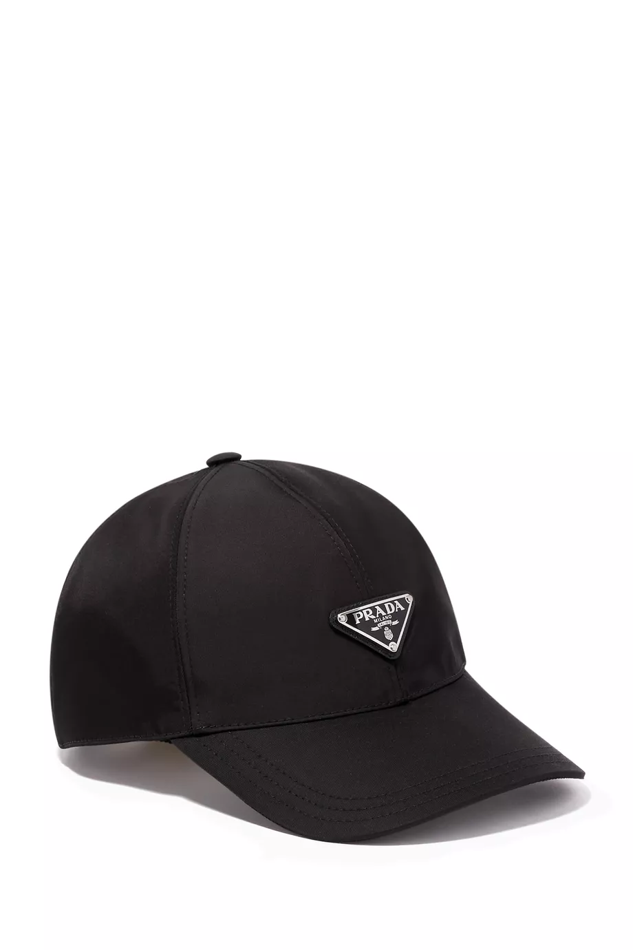 Buy Prada Black Triangle Metal Logo Cap in Nylon For Women Online