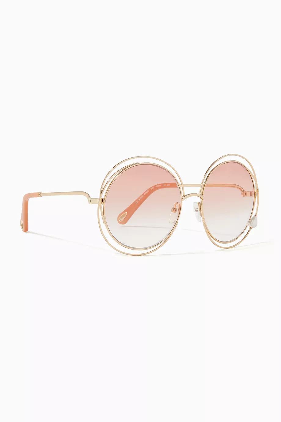 Buy Chloé Pink Carlina Pearl Round Sunglasses in Metal For  display picture 3