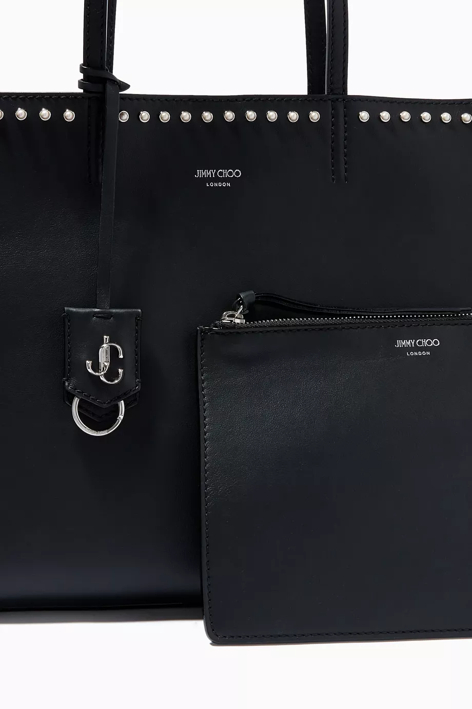 Buy Jimmy Choo Black Nine2Five Tote Bag with Pearl Studs in