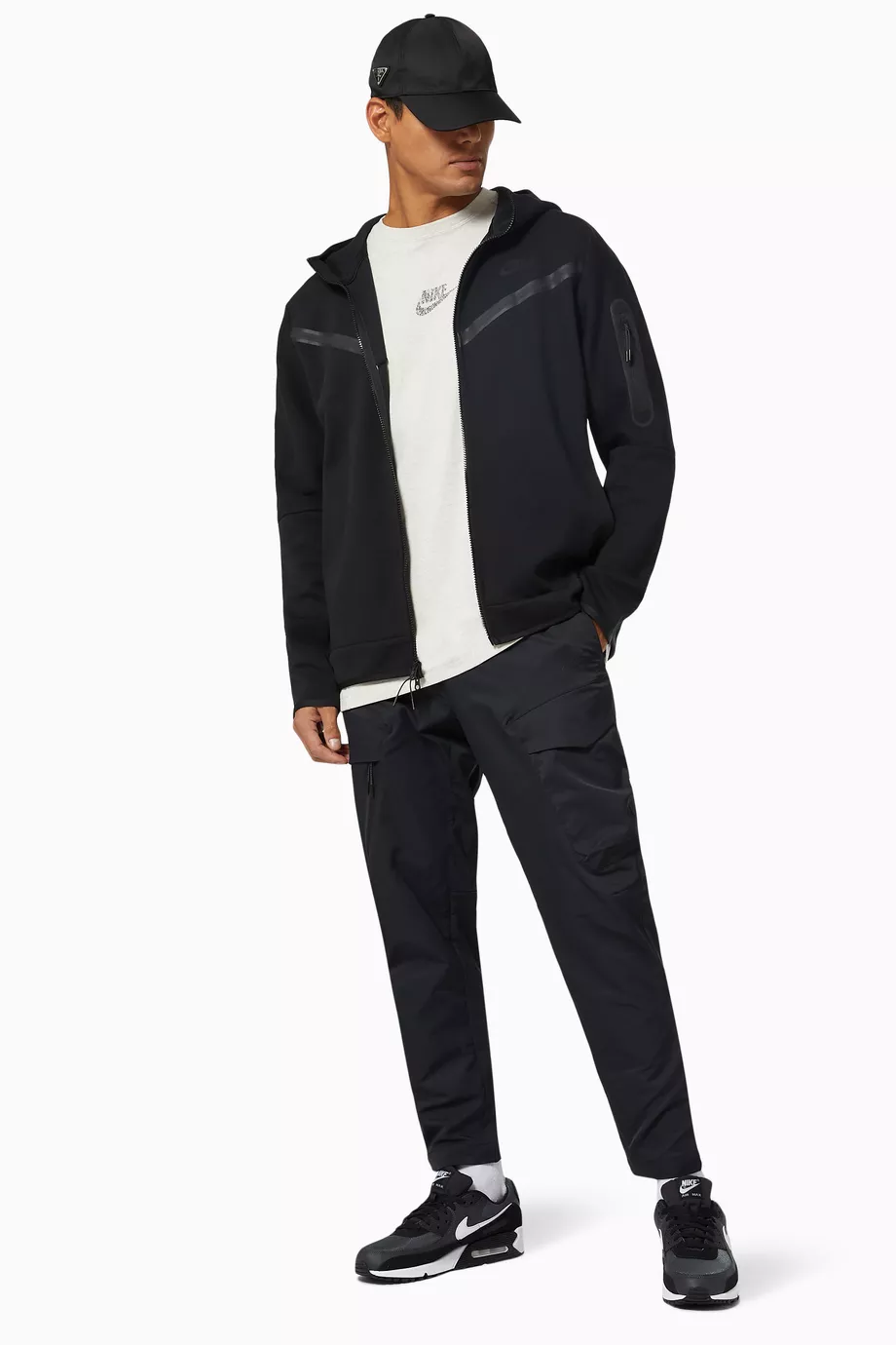 Buy Nike Black Sportswear Tech Fleece Full Zip Hoodie in Cotton For Men Online Ounass Oman