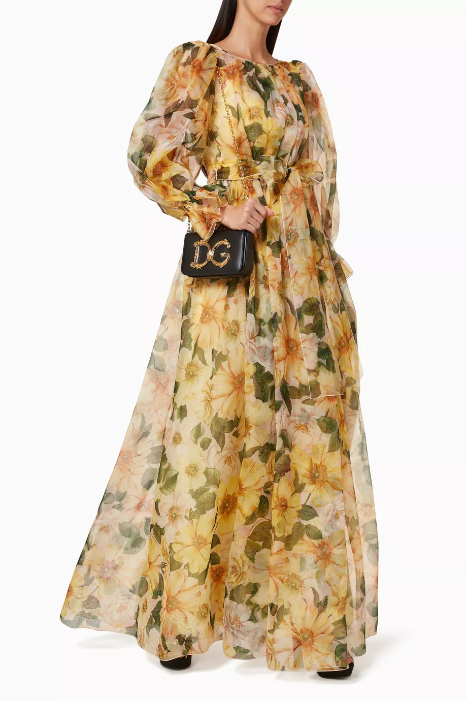 d&g maxi dress Buy Dolce & Gabbana Yellow Floral Silk Organza Maxi Dress For Women Online
