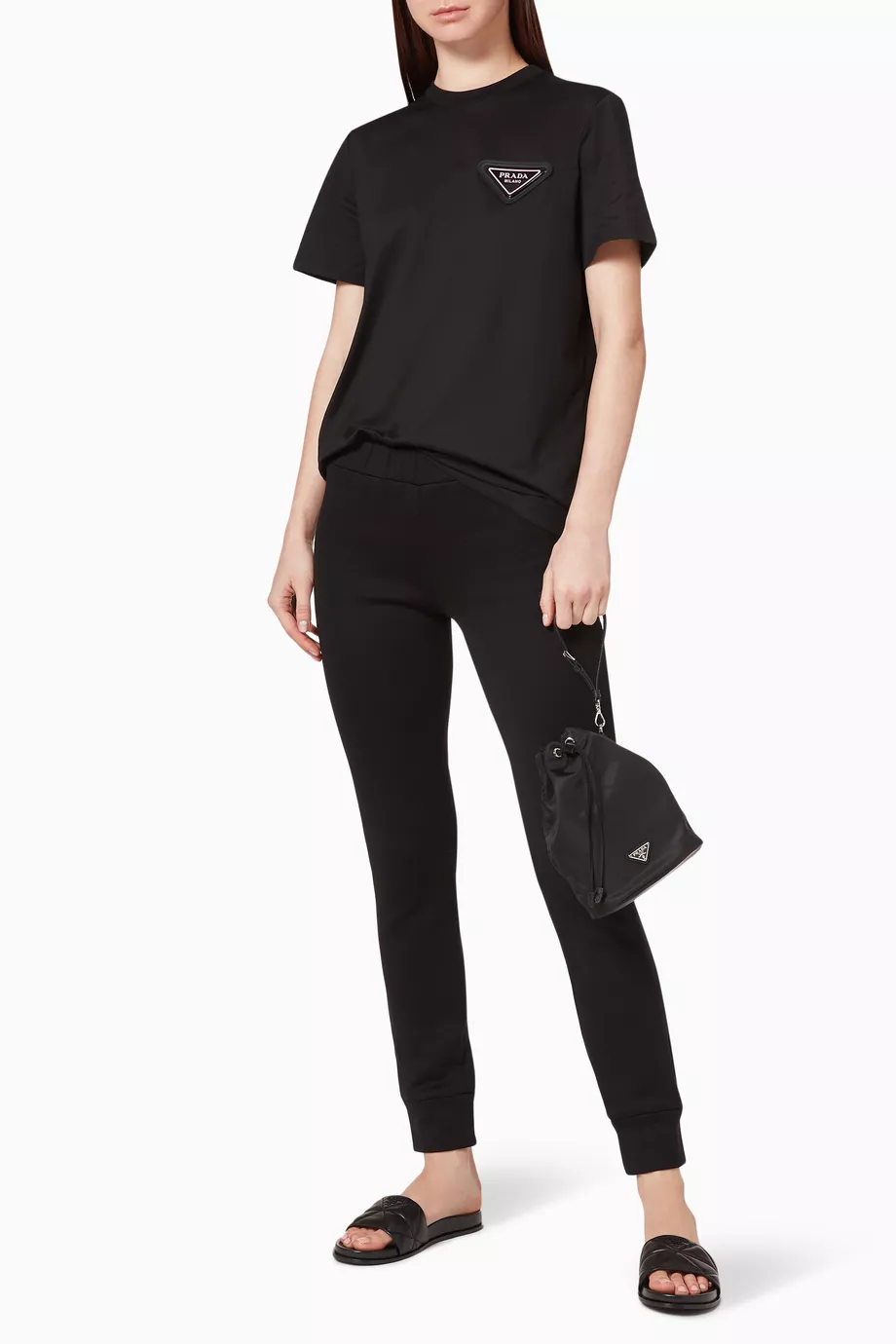 PRADA ブラック タートルネック 　三角ロゴ付 40 Prada triangle-logo half-zip Jumper | Black | FARFETCH