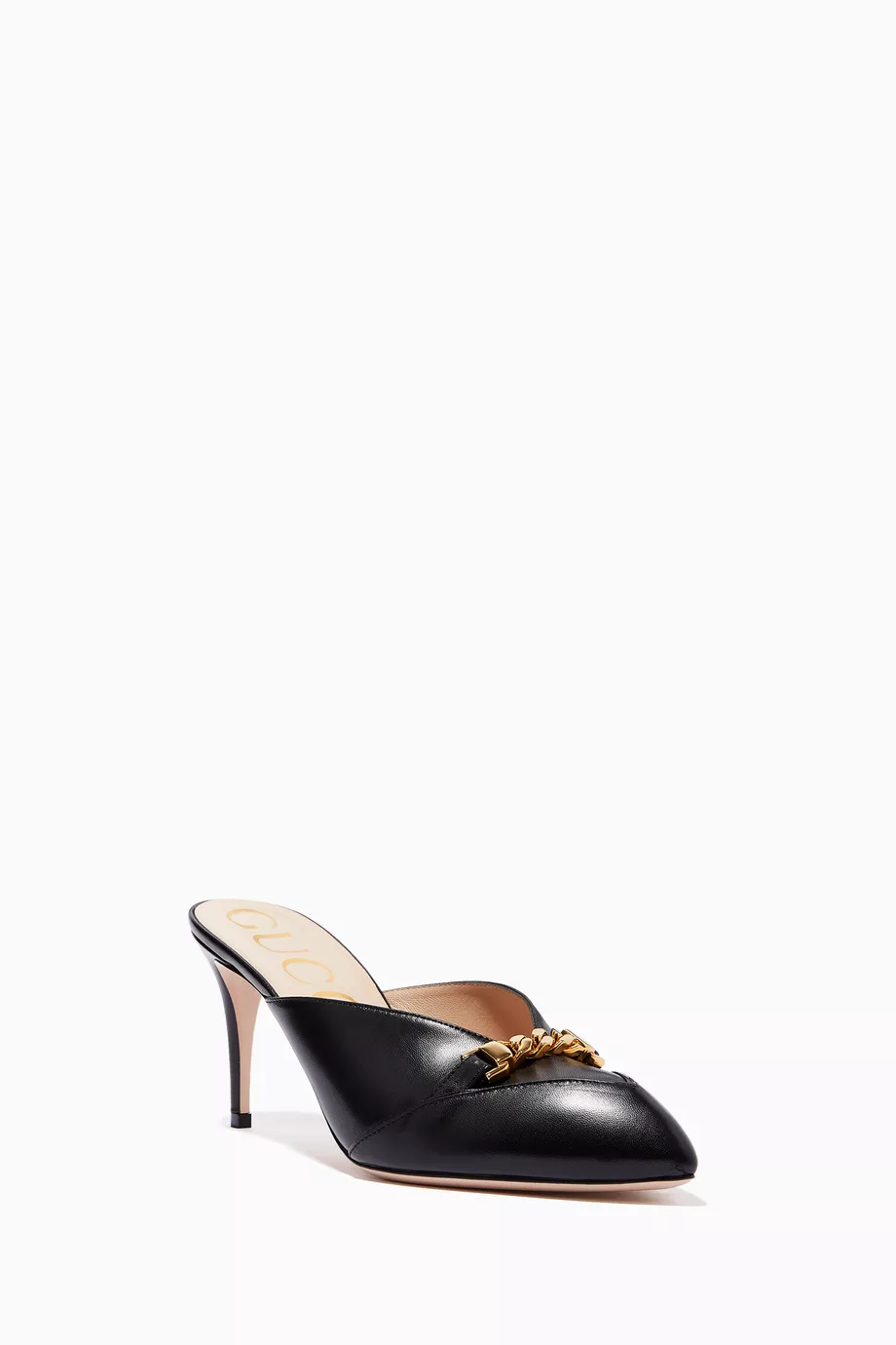 Buy Gucci Black Sylvie Chain Mules in Leather For Women Online Ounass Oman