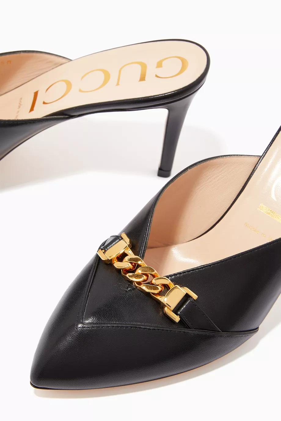 Buy Gucci Black Sylvie Chain Mules in Leather For Women Online Ounass Oman