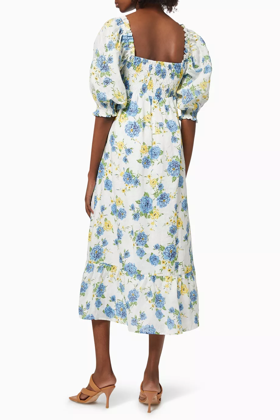 Buy Faithfull The Brand Blue Sigrid Midi Dress in Linen For Women Online |  Ounass Oman