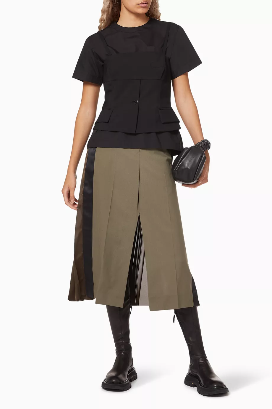Buy Sacai Black Suiting Mix Bustier & T-shirt For Women Online