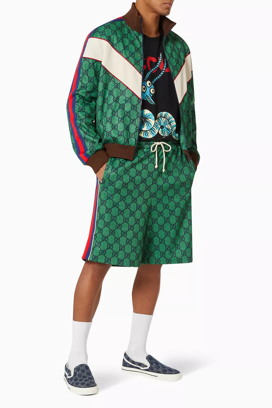 Buy Gucci Green GG Zip Jacket in Technical Jersey For Men Online